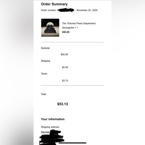 TAYLOR SWIFT THE TORTURED POETS DEPARTMENT SNOWGLOBE - Picture 3 of 3